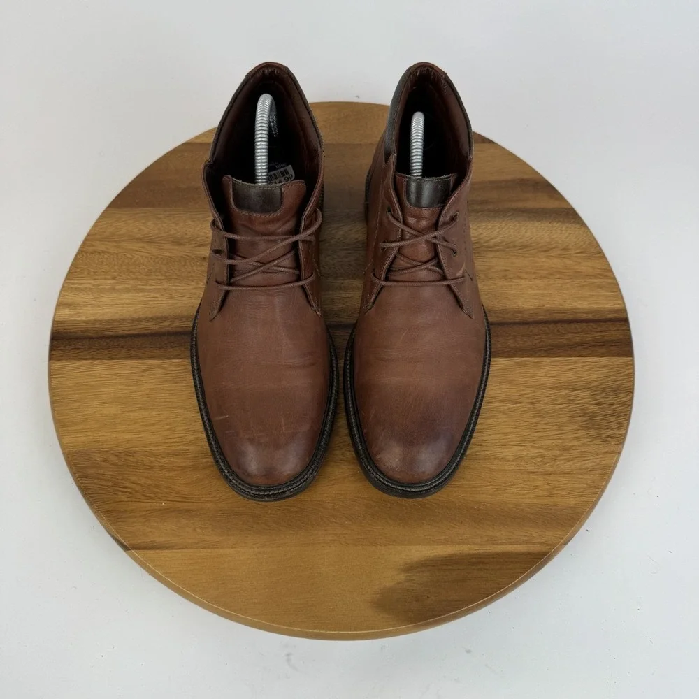 Mens Johnston & Murphy 1850 Brown Leather Formal Chukka Ankle Boots Size 8 M GUC